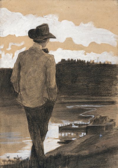 Young Man on a Riverbank by Umberto Boccioni
