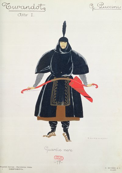 Costume Design for the Black Guards from Turandot by Giacomo Puccini by Umberto Brunelleschi