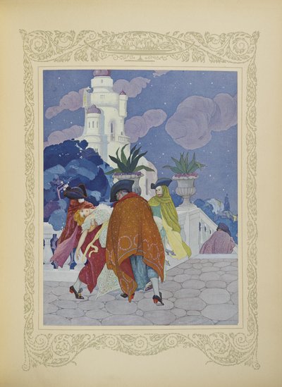 Four masked men carried her to the top of the tower (illustration from 