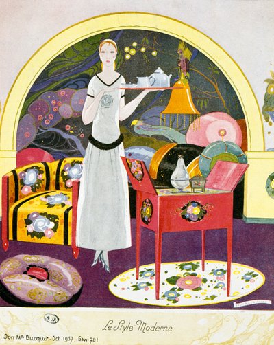 Modern-style scene, theatrical setting by Umberto Brunelleschi