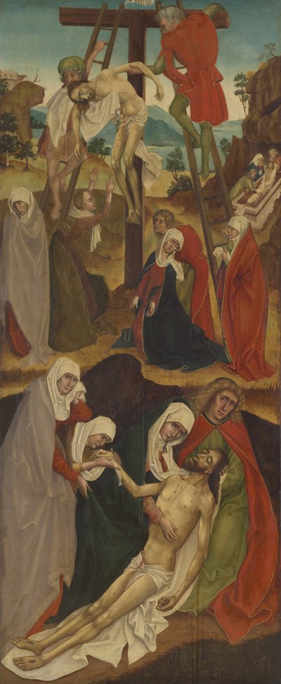 Altarpiece with Stations of the Cross and Crucifixion of Christ by Unbekannt (Oberbayerischer Meister, Ende 15. Jh., Werkstatt Jan Polak)