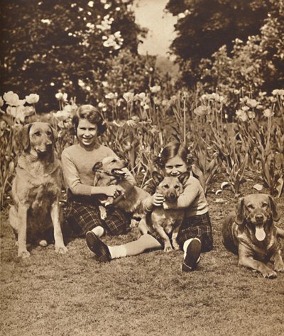 Princesses Elizabeth and Mary at Royal Lodge, Windsor, c1936-1937 by Unbekannt
