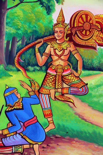 Wat Si Muang Buddhist Temple, Painting Depicting the Life Story of Shakyamuni Buddha by Unbekannt