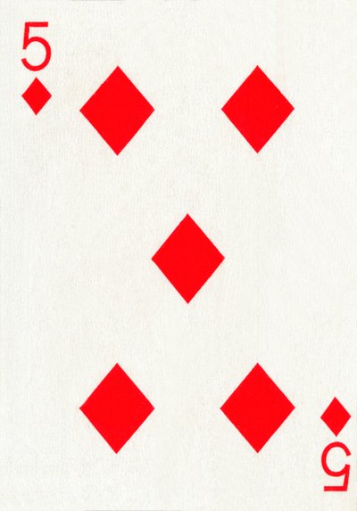 5 of Diamonds from a deck of Goodall & Son Ltd. playing cards, c1940 by Unbekannt
