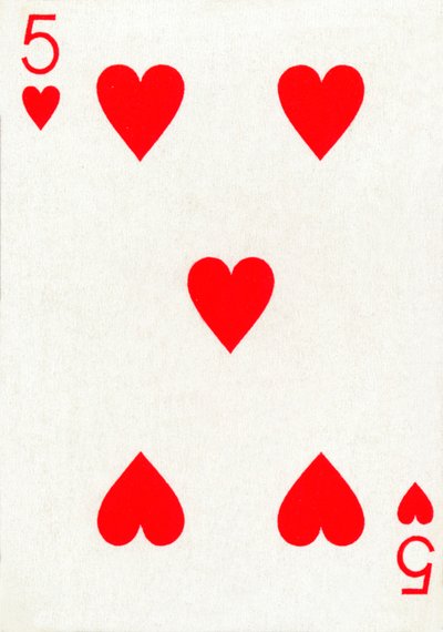 5 of Hearts from a Deck of Goodall & Son Ltd. Playing Cards by Unbekannt