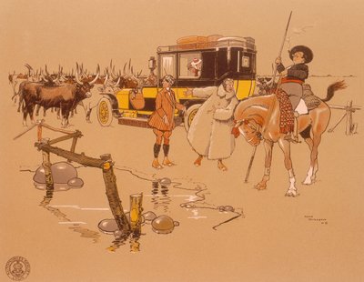 A Berliet Car Stuck in the Middle of Cattle by Unbekannt