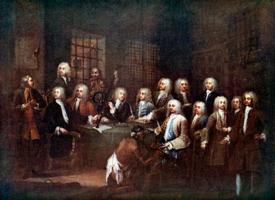 A Committee of the House of Commons at the Fleet Street Prison, London, 1729 by Unbekannt