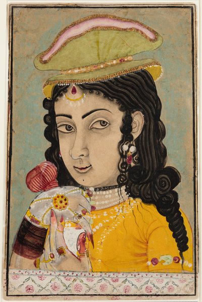A European Lady Holding a Bottle and Cup by Unbekannt