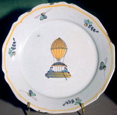 A French Faience Plate Depicting Jean-Pierre Blanchard