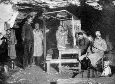 A French Telephone Post in a Cave, France, World War I by Unbekannt