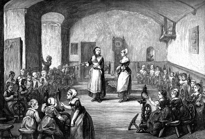 A German spinning school, c1880 by Unbekannt