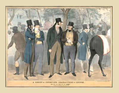 A Group of Sporting Characters at Epsom by Unbekannt