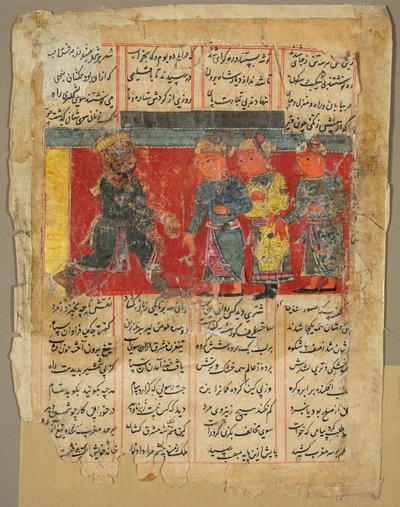 A King Receiving Three Men, Page from the Khamsa of Amir Khusrau Dihlavi by Unbekannt