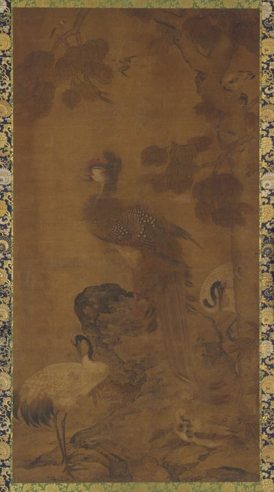A Phoenix and two cranes under a tree, Ming dynasty, 16th-17th century by Unbekannt