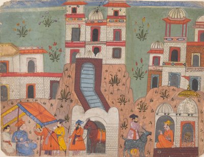 A Raja Receives Homage Outside the City by Unbekannt