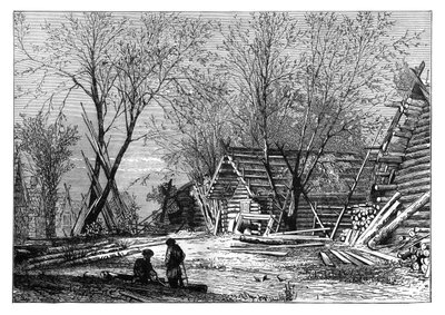 A Russian village on the banks of the Volga by Unbekannt