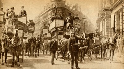 A Traffic Block in 1900 - A Scene Outside the Mansion House by Unbekannt