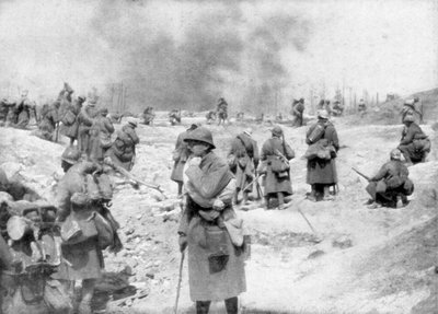 A Battalion Approaching the Front, Mont Pertois, France, First World War, 20 April 1917 by Unbekannt