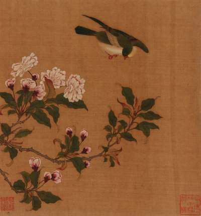 A Bird Hovering Over Blossoming Branches by Unbekannt