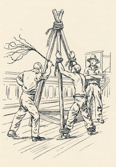 A convict being flogged with a cat-o-nine-tails by Unbekannt