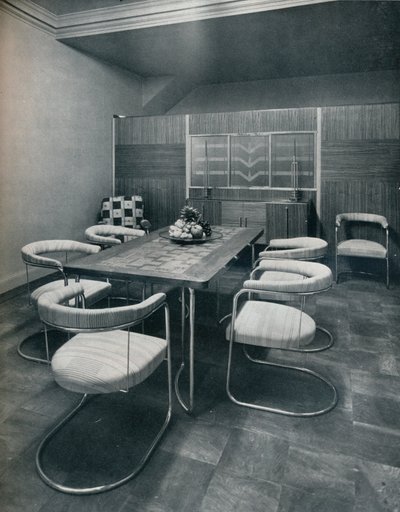 A dining-room suite, with table and chairs of steel tube. By Practical Equipment Ltd., of London by Unbekannt