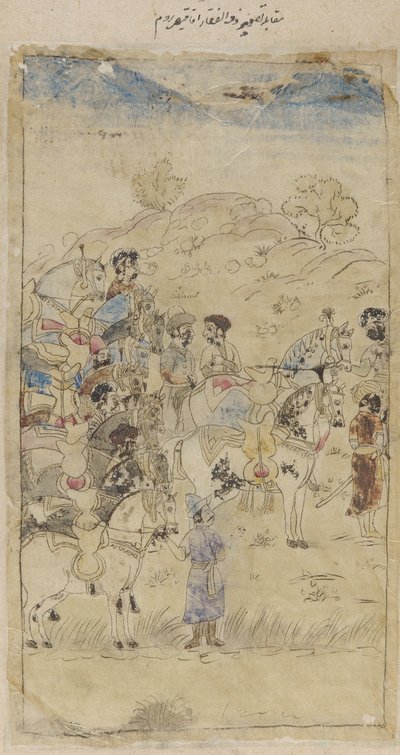 A Group of Men and Horses by Unbekannt