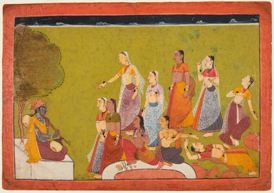 A Group of Women in Ecstasy Before Madhava, from a Madhavanala Kamakandala Series by Unbekannt