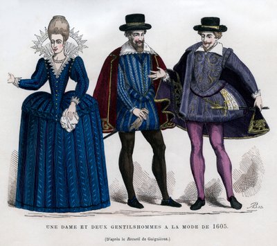 A lady and two gentlemen in French dress of 1605, 1882-1884 by Unbekannt