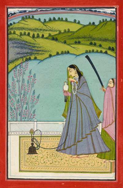 A Lady on a Terrace with Hookah and Falcon by Unbekannt