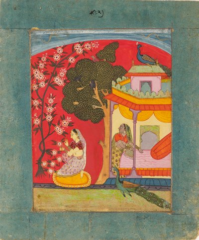 A lady picking blossoms, illustrating the musical mode Ramakali Ragini, c1675 by Unbekannt