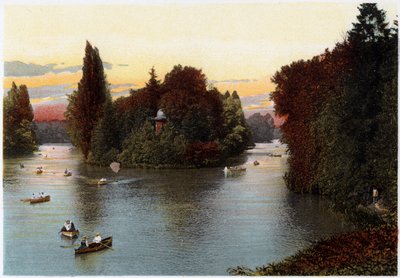 A lake in the Bois de Boulogne, Paris, c1900 by Unbekannt