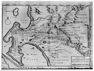 A Map of the Cape of Good Hope in the Time of the Van der Stels, South Africa by Unbekannt