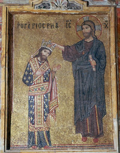 A Mosaic of Christ Crowning Roger II, 12th Century by Unbekannt