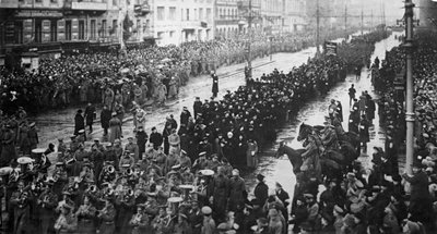 A mourning ceremony for victims of the February Revolution, Russia, 5 April, 1917 by Unbekannt