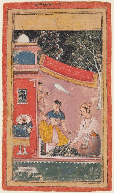 A page from a Ragamala series: Ramakali Ragini of Hindol Raga by Unbekannt