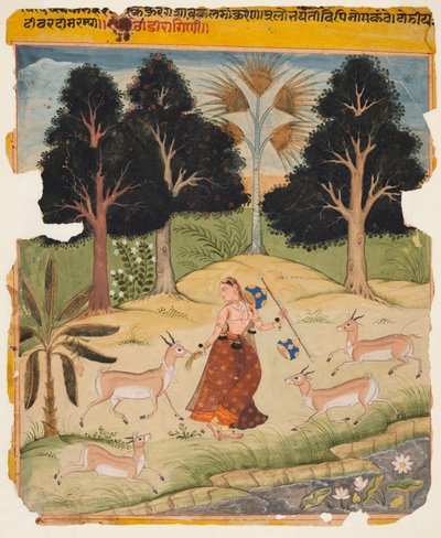 A Page from a Ragamala Manuscript: Todi Ragini, c. 1625 by Unbekannt