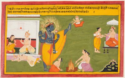 A page from a Ramayana: Vamana avatar of Vishnu Trivikrama by Unbekannt