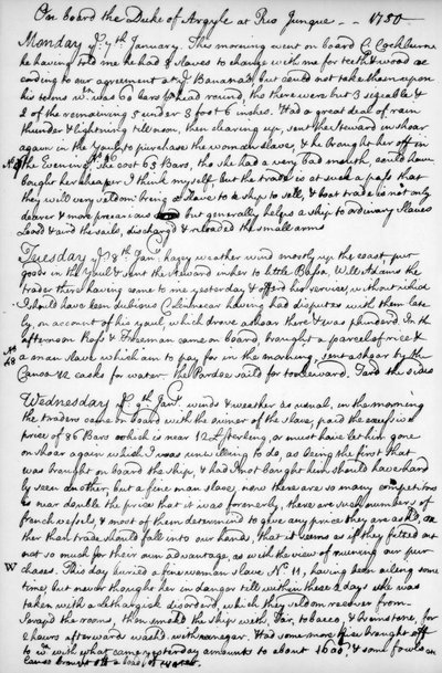 A Page from the Journal of John Newton, 1750-1754, 1965 by Unbekannt