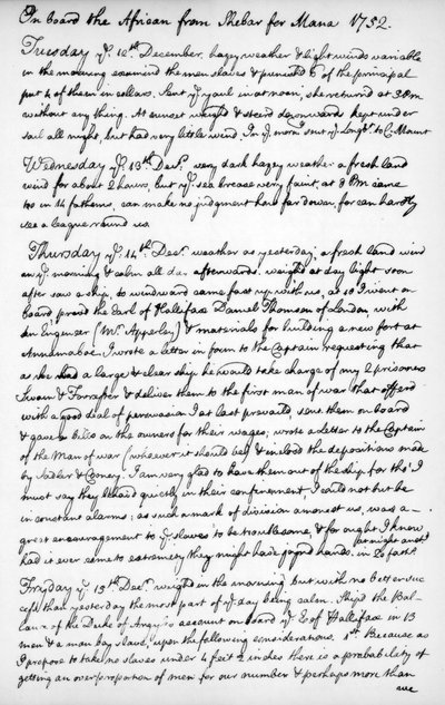 A Page from the Journal of John Newton, 1750-1754 by Unbekannt