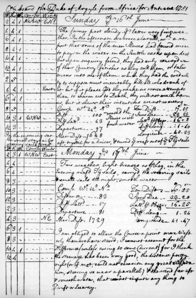 A page from the journal of John Newton by Unbekannt