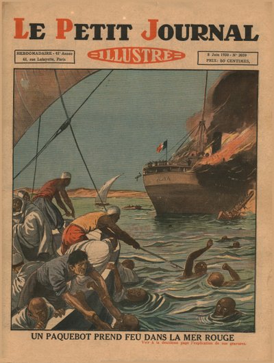 A Ship Catches Fire in the Red Sea by Unbekannt