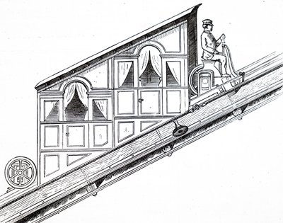 A side elevation of the car on the Vesuvius funicular railway by Unbekannt