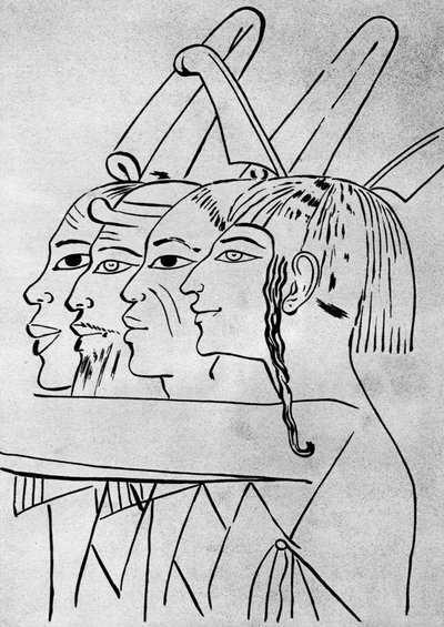 A Sketch of African and Asian Men from the Tomb of King Seti I, Thebes, Egypt by Unbekannt