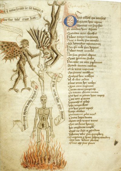 A soul pulled from his corpse by a demon. From The Scale of Perfection by Walter Hilton, ca. 1460 by Unbekannt
