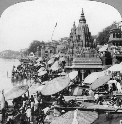 A Temple and Ghats on the Ganges at Benares, Varanasi, India by Unbekannt