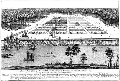 A view of the town of Savannah, in the colony of Georgia, South Carolina by Unbekannt