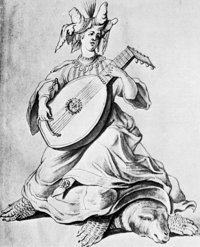 A Woman Playing a Stringed Instrument by Unbekannt
