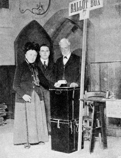A Woman Recording Her Vote at the Ballot Box by Unbekannt