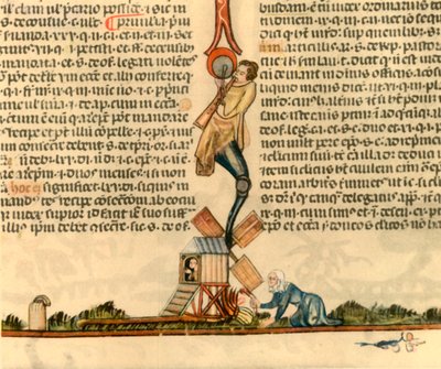 A woman setting a post mill alight, c1340, 1947 by Unbekannt