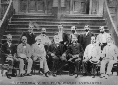 Admiral Cervera and his principal officers including Captain Eulate, c1910 by Unbekannt